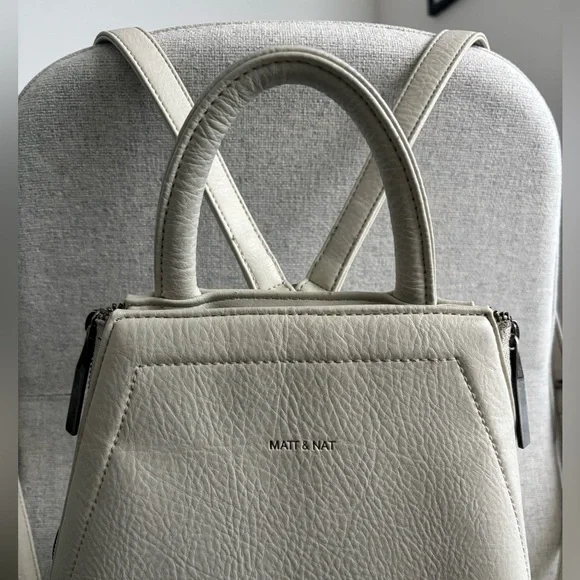 Matt & Nat Cream White Vegan Leather Backpack - Picture 3 of 9